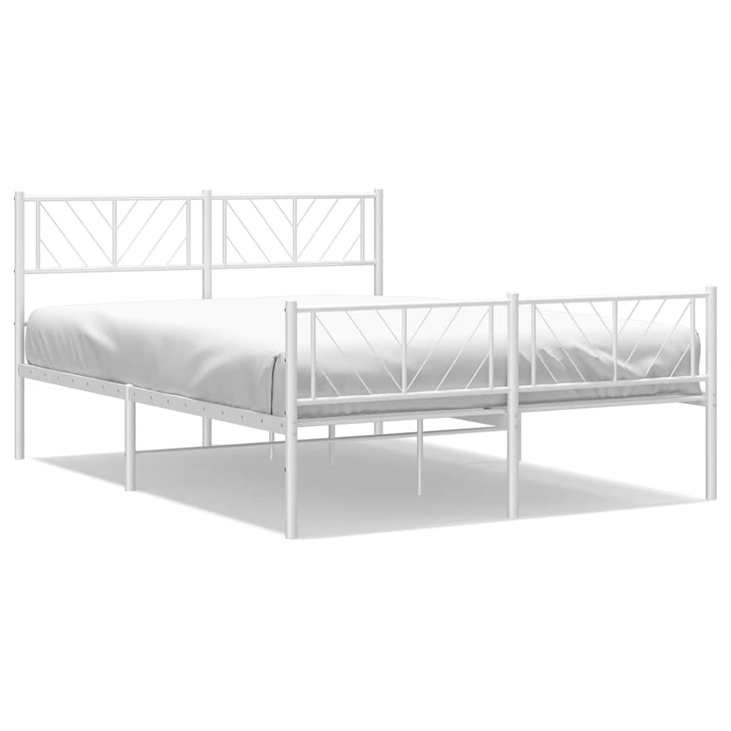 Vidaxl bedframe met hoofd- en voeteneinde metaal wit 150x200 cm