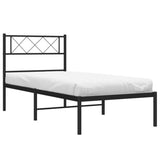 Vidaxl bedframe met hoofdbord metaal zwart 75x190 cm