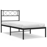 Vidaxl bedframe met hoofdbord metaal zwart 80x200 cm