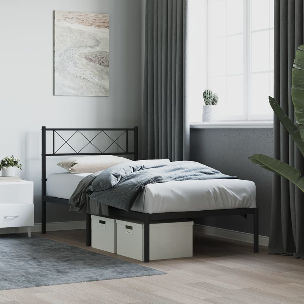 Vidaxl bedframe met hoofdbord metaal zwart 80x200 cm