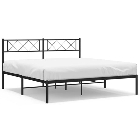 Vidaxl bedframe met hoofdbord metaal zwart 140x200 cm