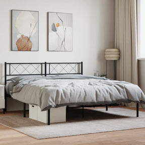 Vidaxl bedframe met hoofdbord metaal zwart 140x200 cm