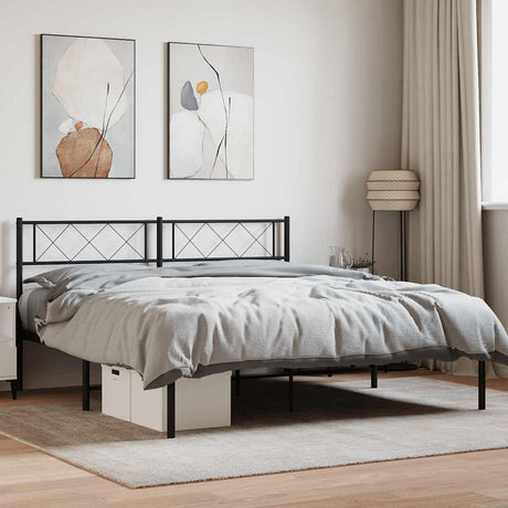 Vidaxl bedframe met hoofdbord metaal zwart 160x200 cm