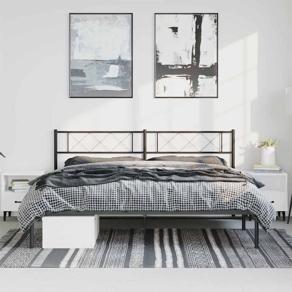 Vidaxl bedframe met hoofdbord metaal zwart 193x203 cm