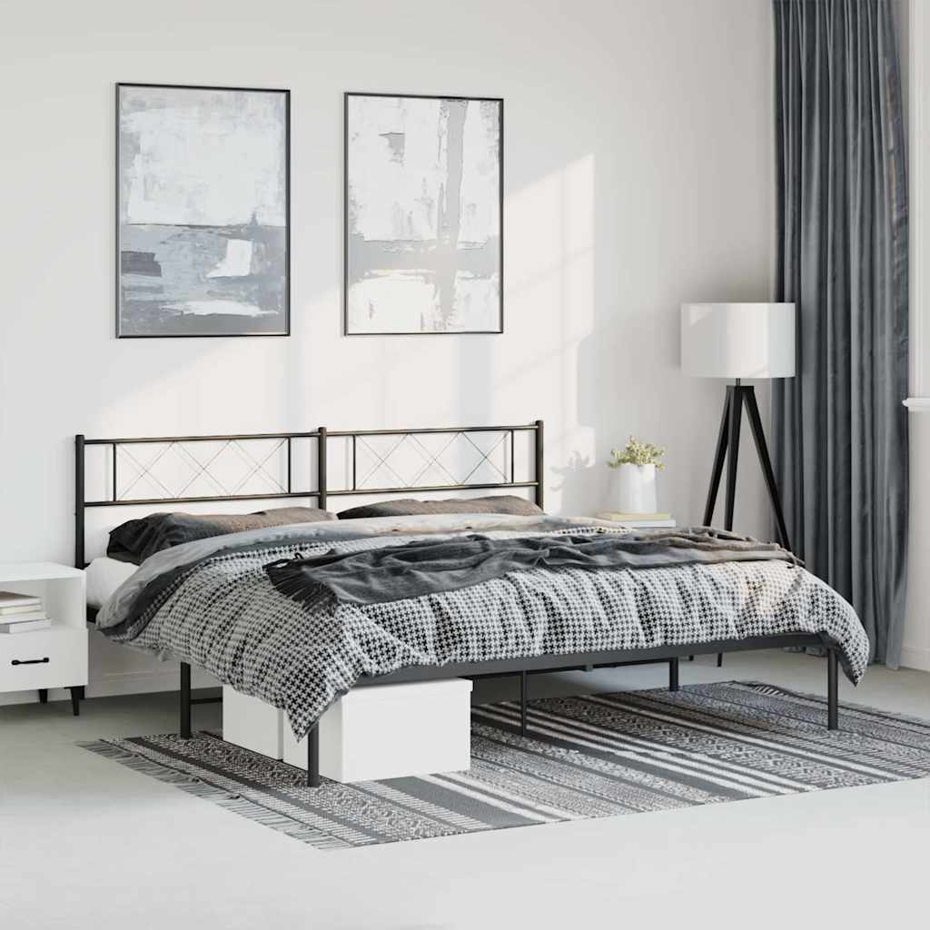 Vidaxl bedframe met hoofdbord metaal zwart 193x203 cm