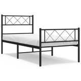 Vidaxl bedframe met hoofd- en voeteneinde metaal zwart 75x190 cm