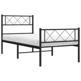 Vidaxl bedframe met hoofd- en voeteneinde metaal zwart 90x200 cm