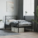 Vidaxl bedframe met hoofd- en voeteneinde metaal zwart 90x200 cm