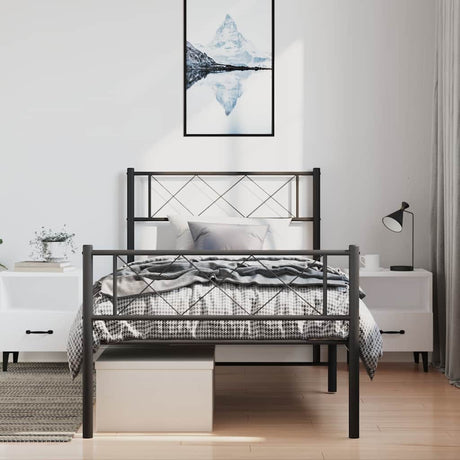 Vidaxl bedframe met hoofd- en voeteneinde metaal zwart 100x190 cm