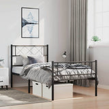 Vidaxl bedframe met hoofd- en voeteneinde metaal zwart 100x200 cm