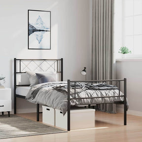Vidaxl bedframe met hoofd- en voeteneinde metaal zwart 100x200 cm