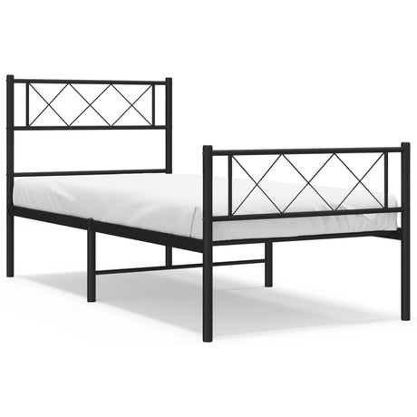 Vidaxl bedframe met hoofd- en voeteneinde metaal zwart 107x203 cm