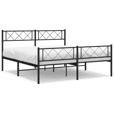 Vidaxl bedframe met hoofd- en voeteneinde metaal zwart 135x190 cm