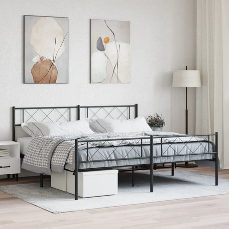 Vidaxl bedframe met voetbord zonder matras metaal zwart 180x200 cm