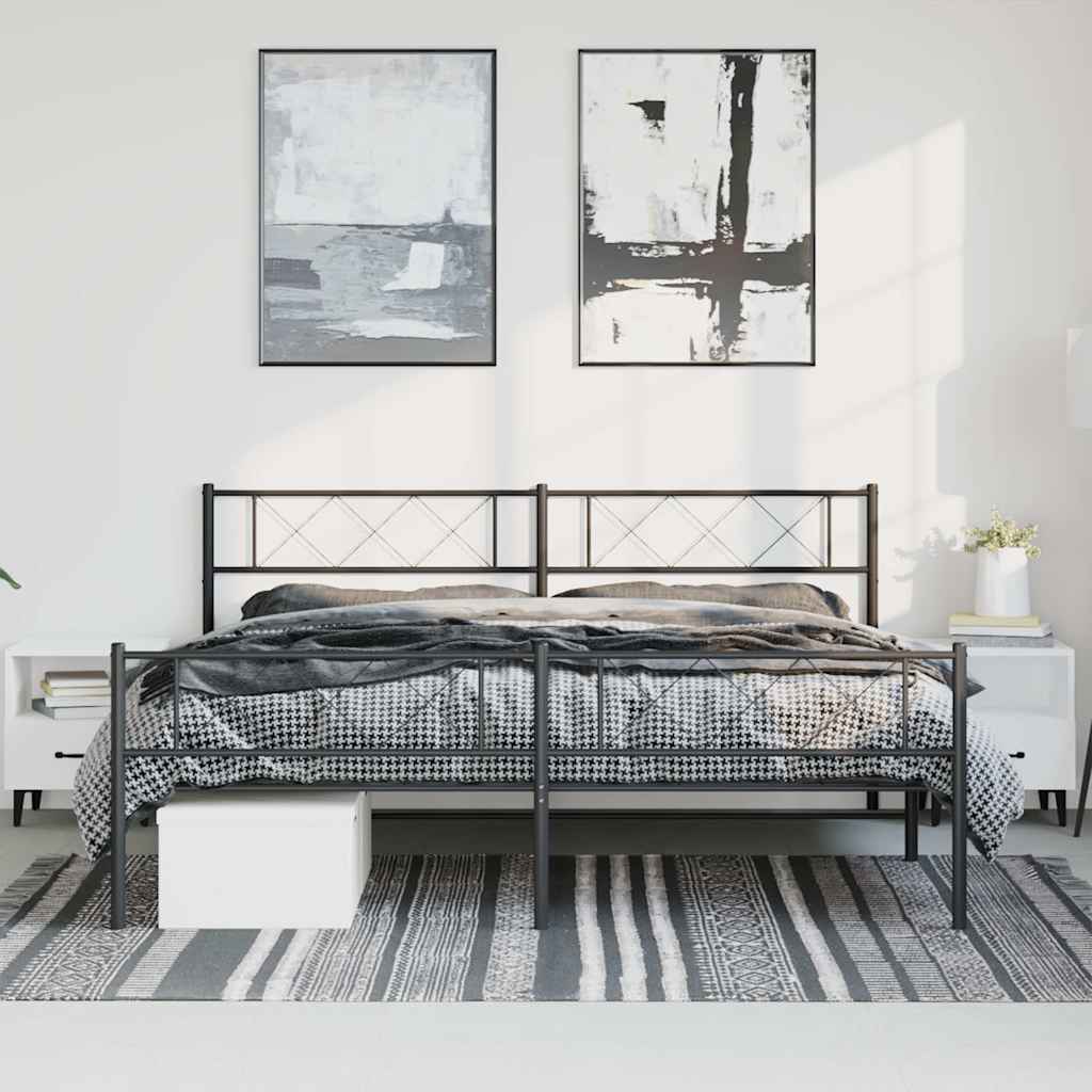 Vidaxl bedframe met hoofd- en voeteneinde metaal zwart 183x213 cm