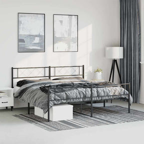 Vidaxl bedframe met hoofd- en voeteneinde metaal zwart 193x203 cm