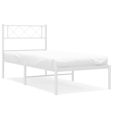 Vidaxl bedframe met hoofdbord metaal wit 80x200 cm