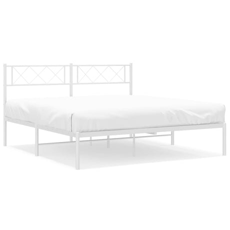 Vidaxl bedframe met hoofdbord metaal wit 160x200 cm