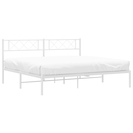 Vidaxl bedframe met hoofdbord metaal wit 160x200 cm