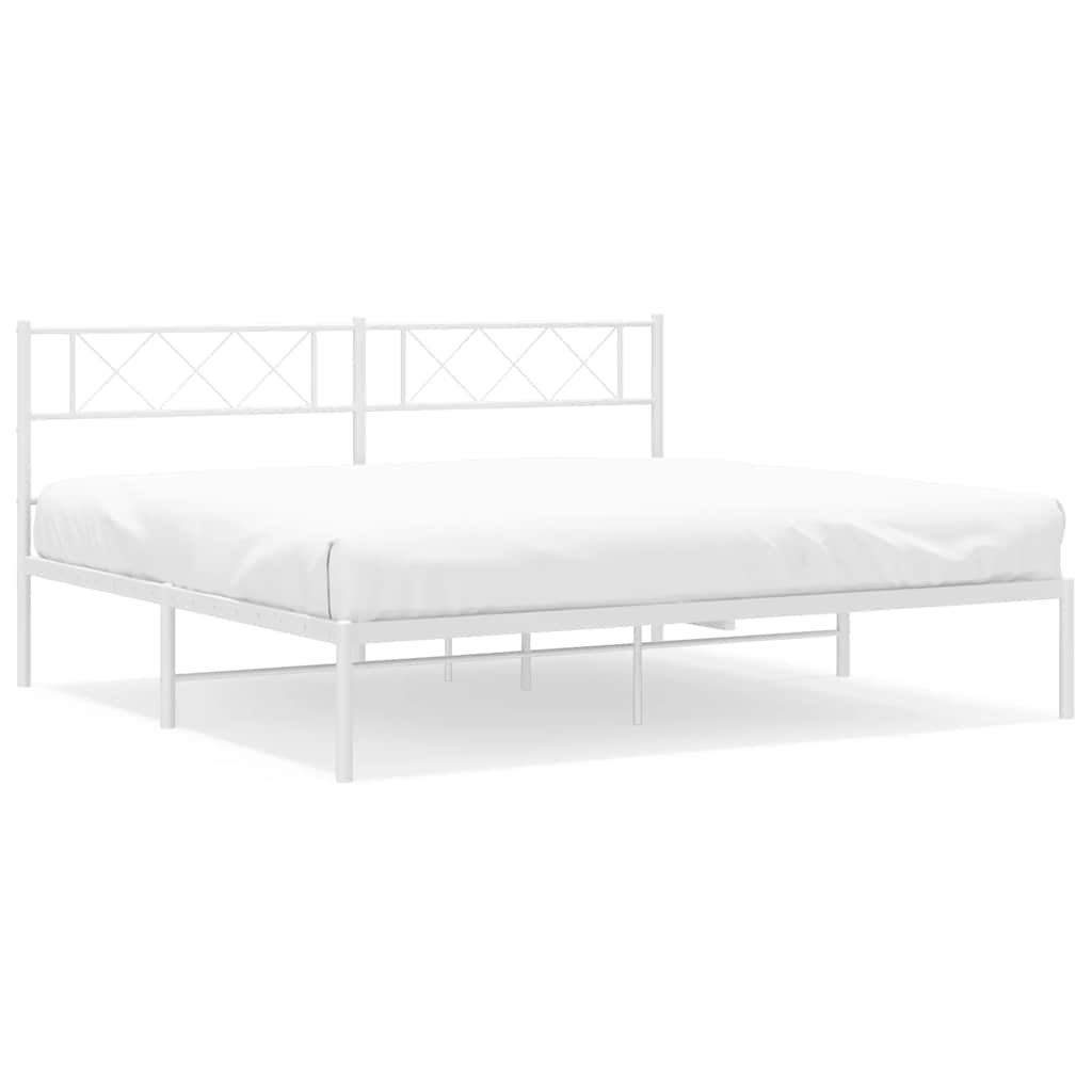 Vidaxl bedframe met hoofdbord metaal wit 183x213 cm