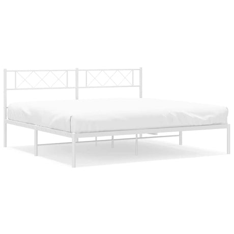 Vidaxl bedframe met hoofdbord metaal wit 183x213 cm