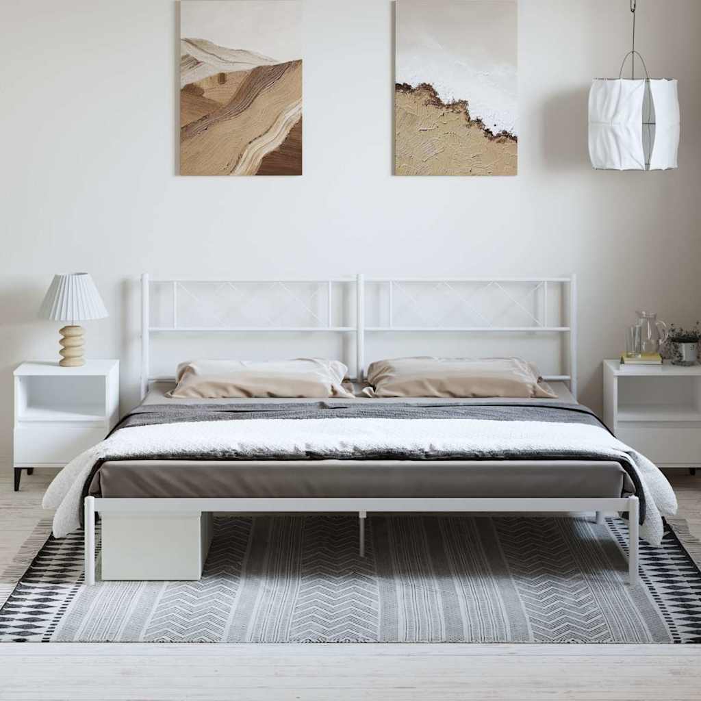 Vidaxl bedframe met hoofdbord metaal wit 183x213 cm