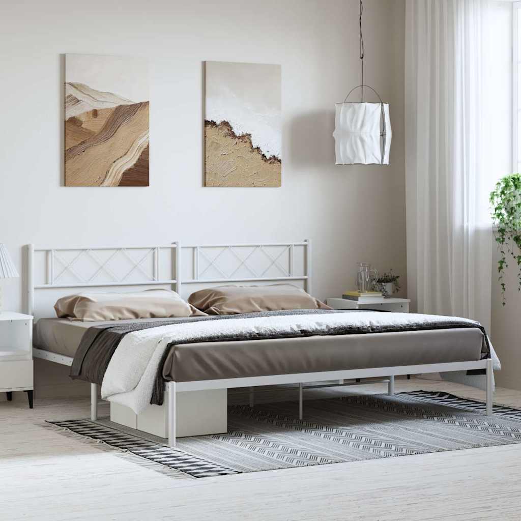 Vidaxl bedframe met hoofdbord metaal wit 183x213 cm