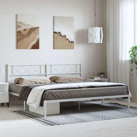 Vidaxl bedframe met hoofdbord metaal wit 183x213 cm