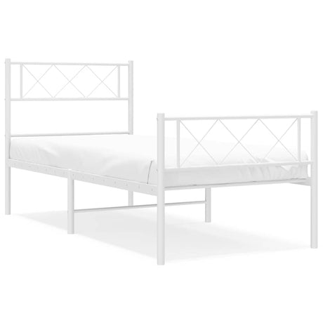 Vidaxl bedframe met hoofd- en voeteneinde metaal wit 100x200 cm