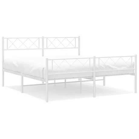 Vidaxl bedframe met hoofd- en voeteneinde metaal wit 135x190 cm