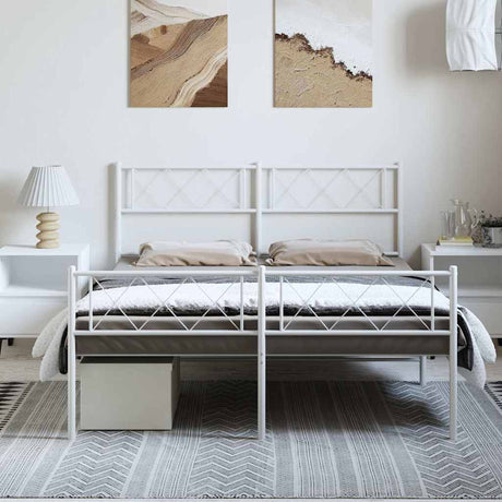 Vidaxl bedframe met hoofd- en voeteneinde metaal wit 135x190 cm