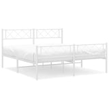 Vidaxl bedframe met hoofd- en voeteneinde metaal wit 150x200 cm
