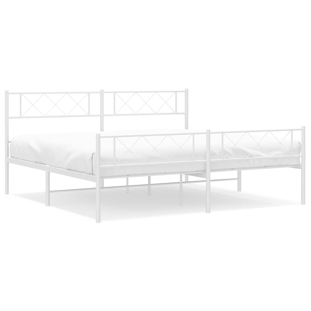Vidaxl bedframe met hoofd- en voeteneinde metaal wit 183x213 cm