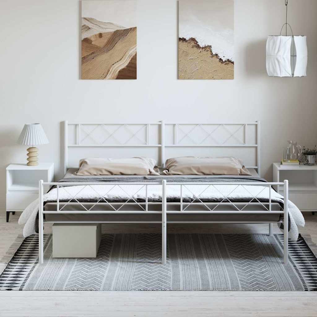 Vidaxl bedframe met hoofd- en voeteneinde metaal wit 183x213 cm