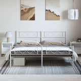 Vidaxl bedframe met hoofd- en voeteneinde metaal wit 183x213 cm