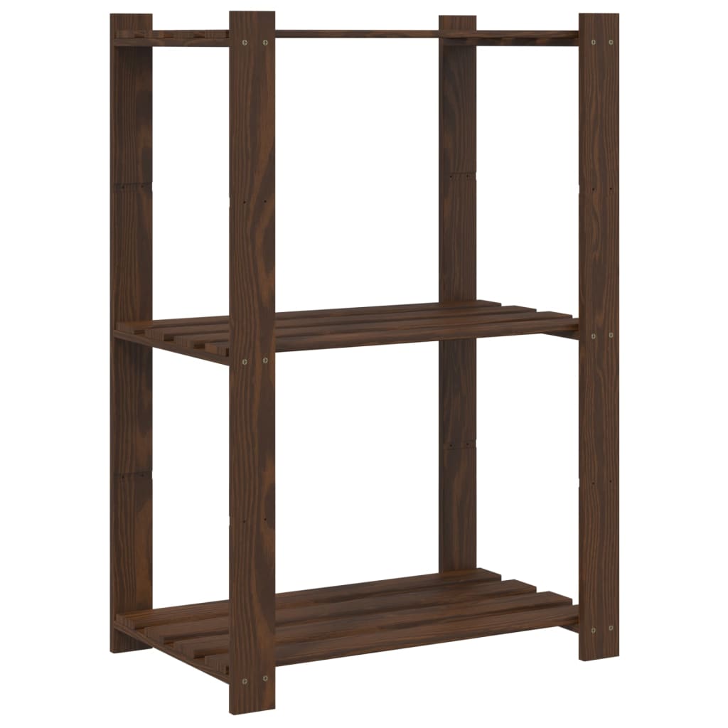 Vidaxl storage rack 3-layer 60x38x90 cm solid pine wood brown