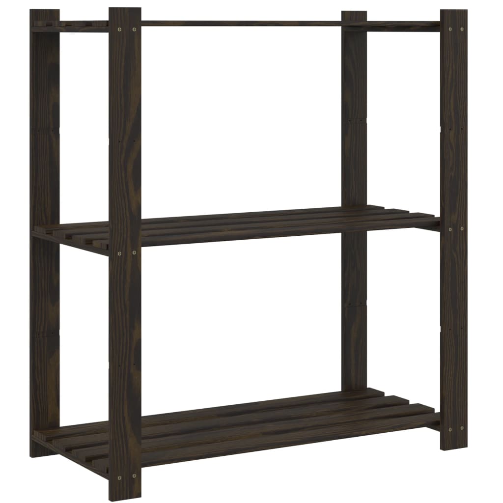 Vidaxl Storage Rack 3 capas 80x38x90 cm de pino sólido negro