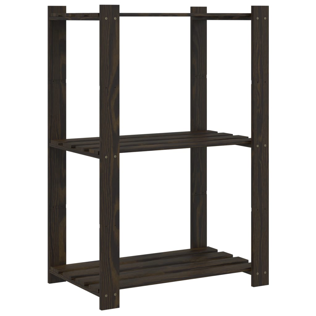 Vidaxl storage rack 3-layer 60x38x90 cm solid pine wood black