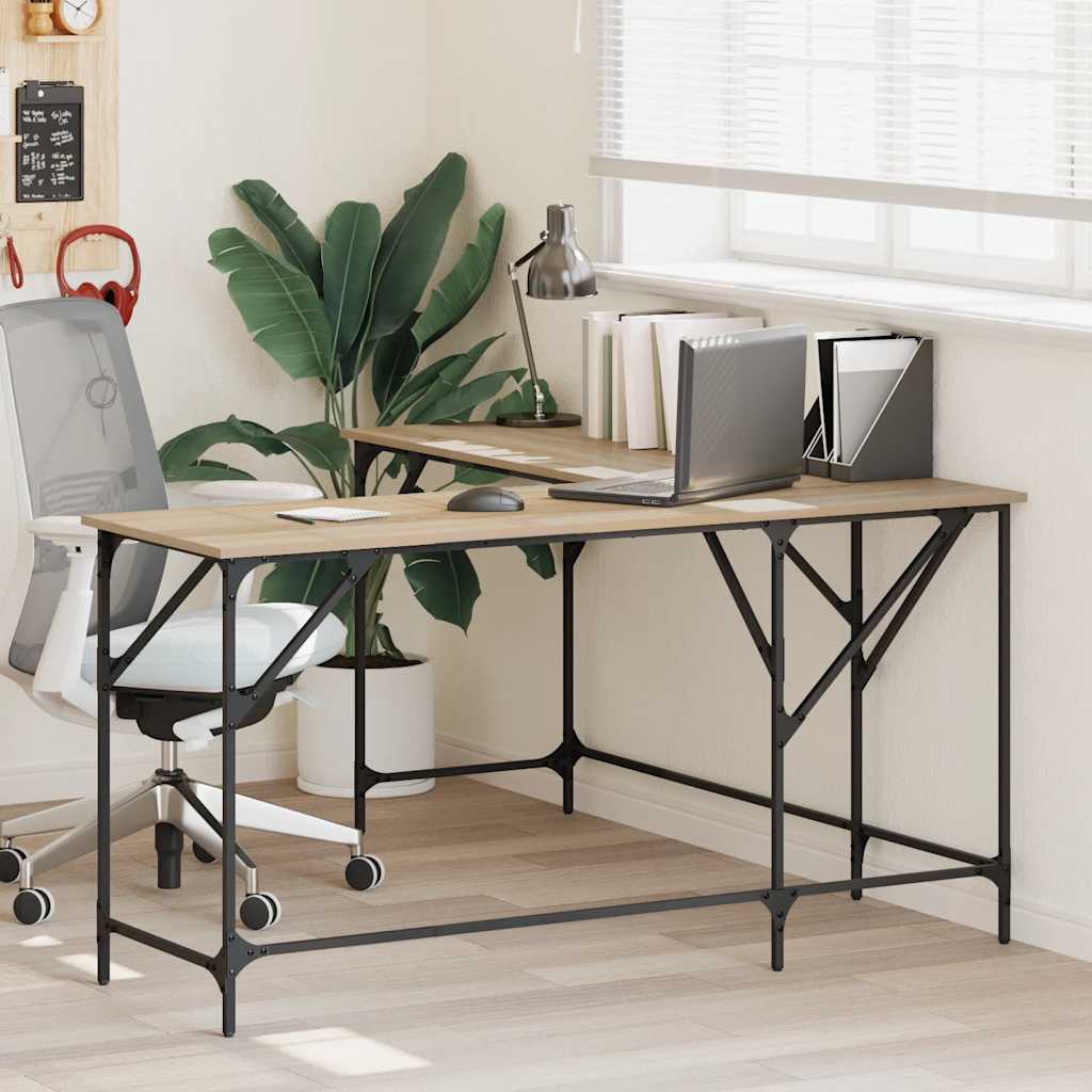 Vidaxl bureau 149x149x75 cm bewerkt hout sonoma eikenkleurig