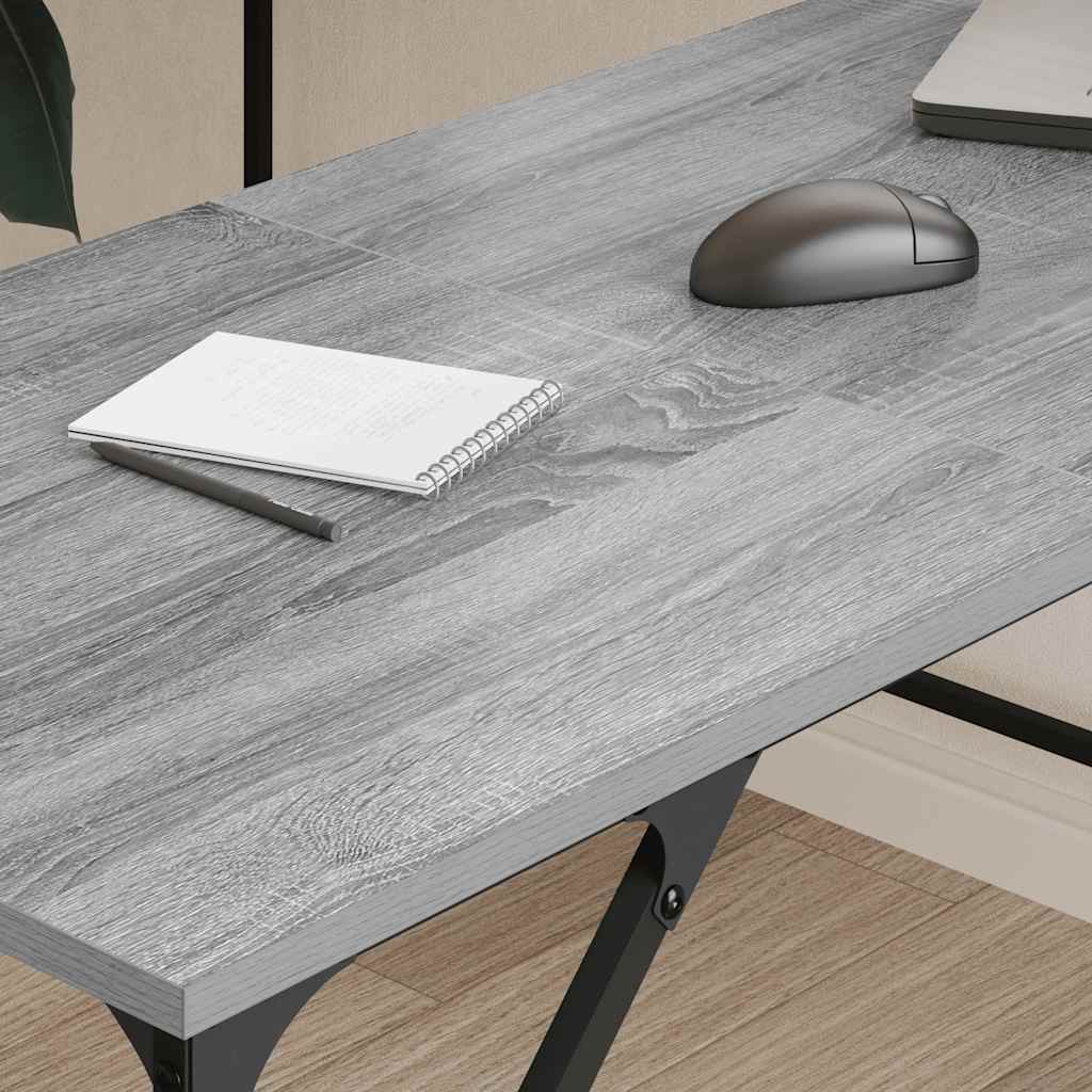 Vidaxl bureau 149x149x75 cm bewerkt hout grijs sonoma eikenkleurig