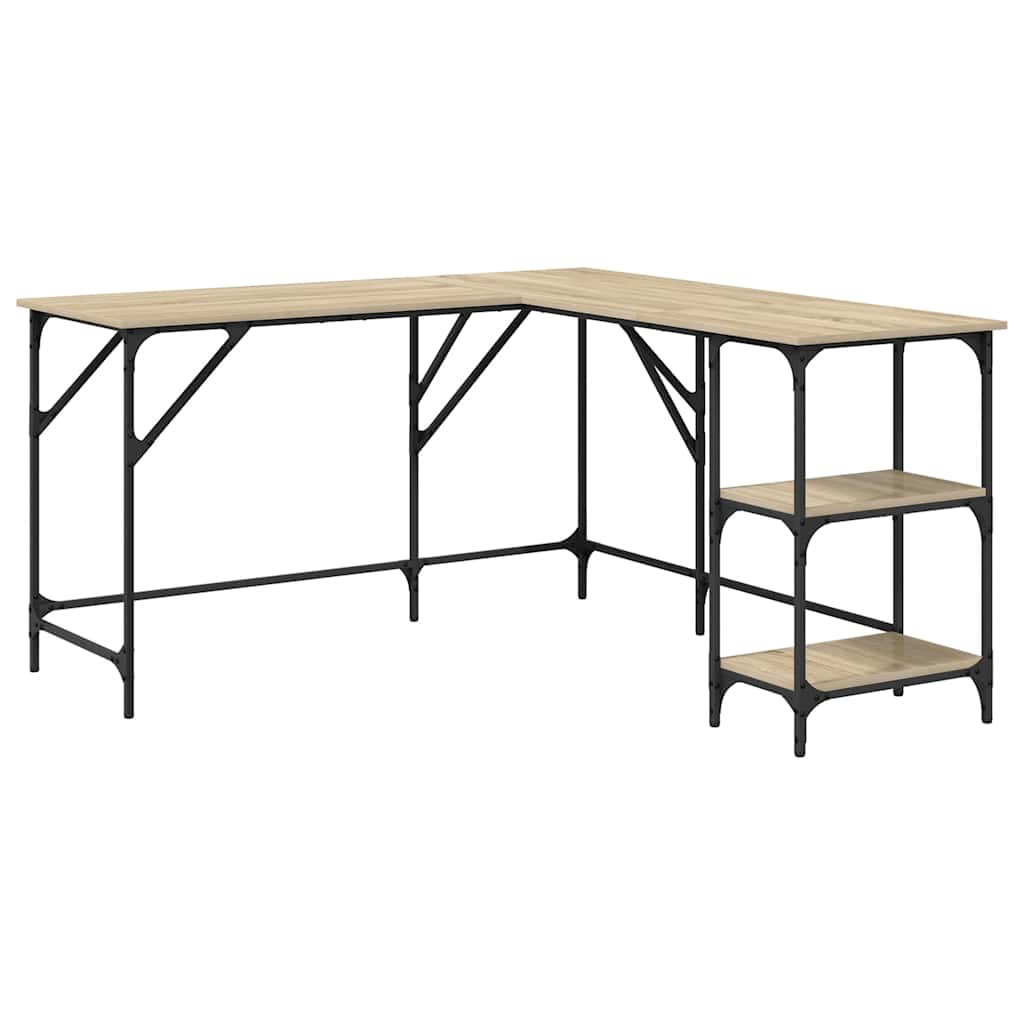 Vidaxl bureau 139x139x75 cm bewerkt hout sonoma eikenkleurig