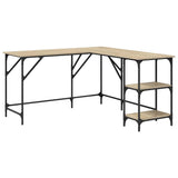 Vidaxl bureau 139x139x75 cm bewerkt hout sonoma eikenkleurig