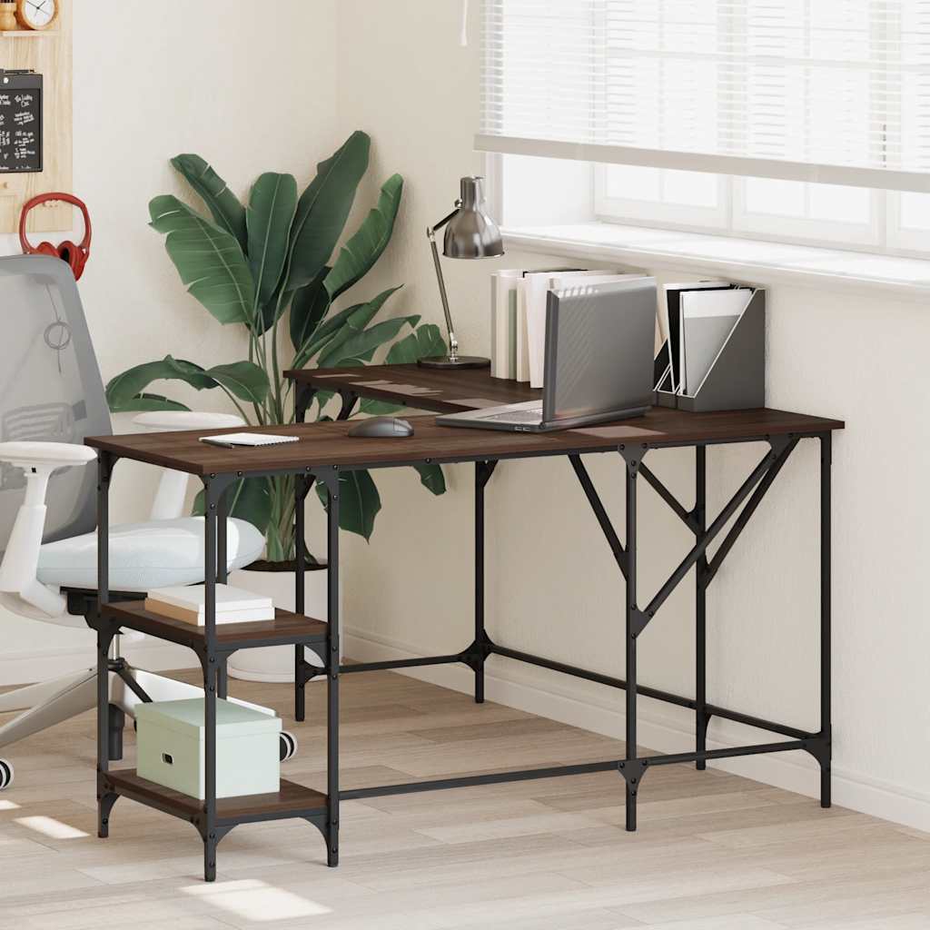 Vidaxl bureau 139x139x75 cm bewerkt hout bruin eikenkleur