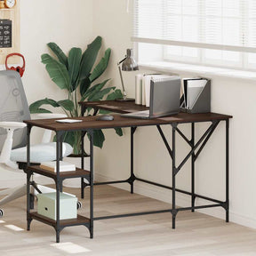 Vidaxl bureau 139x139x75 cm bewerkt hout bruin eikenkleur