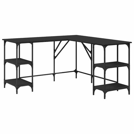 Vidaxl bureau 139x139x75 cm bewerkt hout zwart