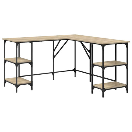 Vidaxl bureau 139x139x75 cm bewerkt hout sonoma eikenkleurig