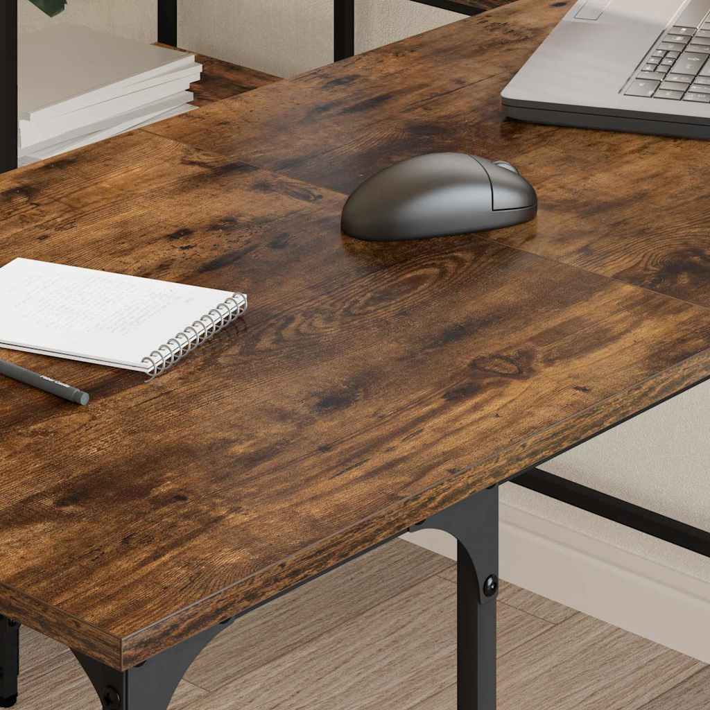 Vidaxl bureau 139x139x75 cm bewerkt hout gerookt eikenkleurig