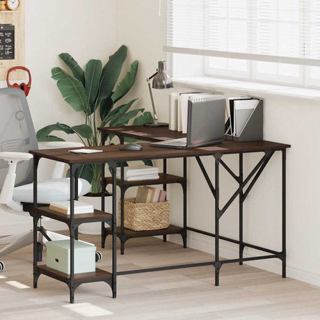 Vidaxl bureau 139x139x75 cm bewerkt hout bruin eikenkleur