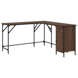Vidaxl bureau 141x141x75 cm bewerkt hout bruin eikenkleur