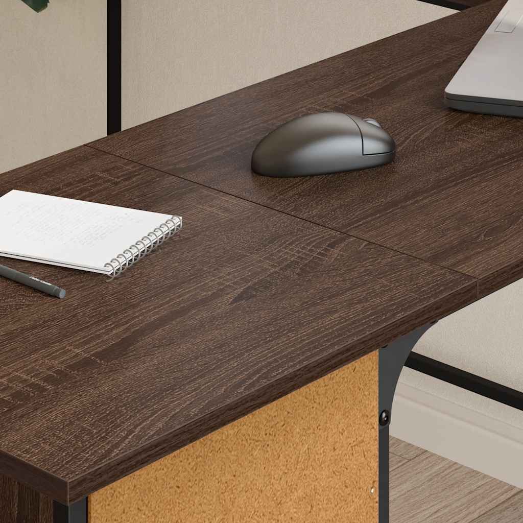 Vidaxl bureau 141x141x75 cm bewerkt hout bruin eikenkleur